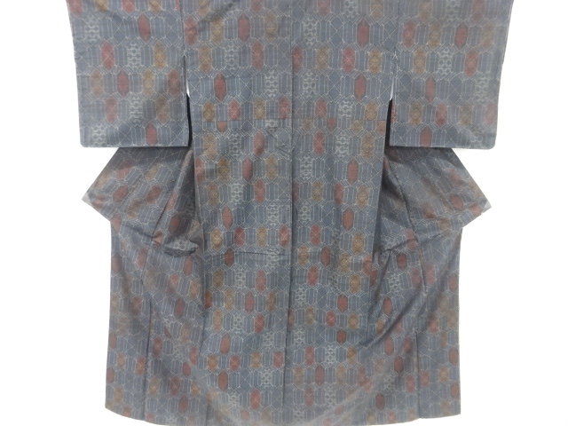 JAPANESE KIMONO / VINTAGE KIMONO / SILK / DORO OSHIMA TSUMUGI / WOVEN FLOWER & KIKKO